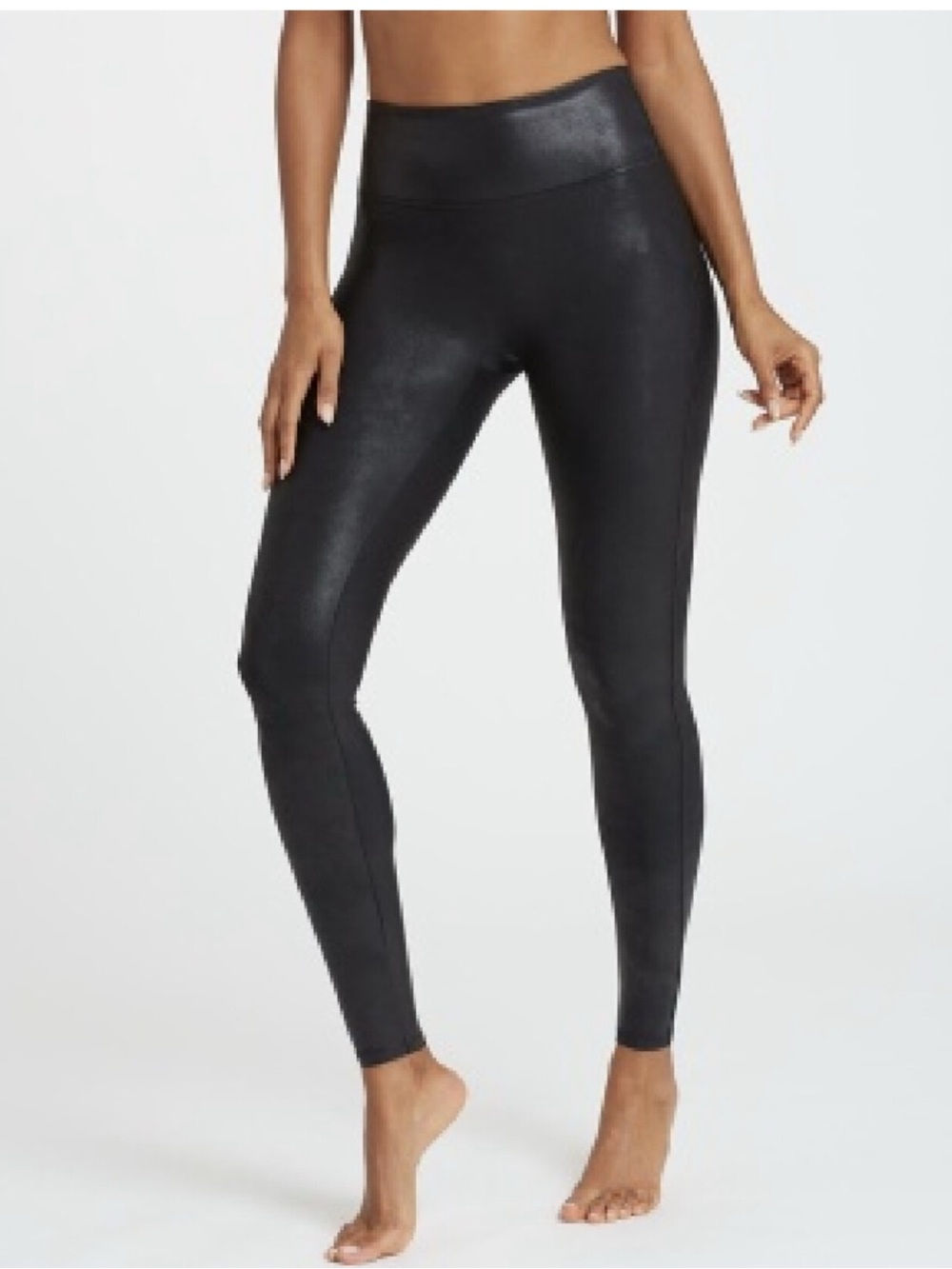 SPANX Black Shiny High-Waist Leggings